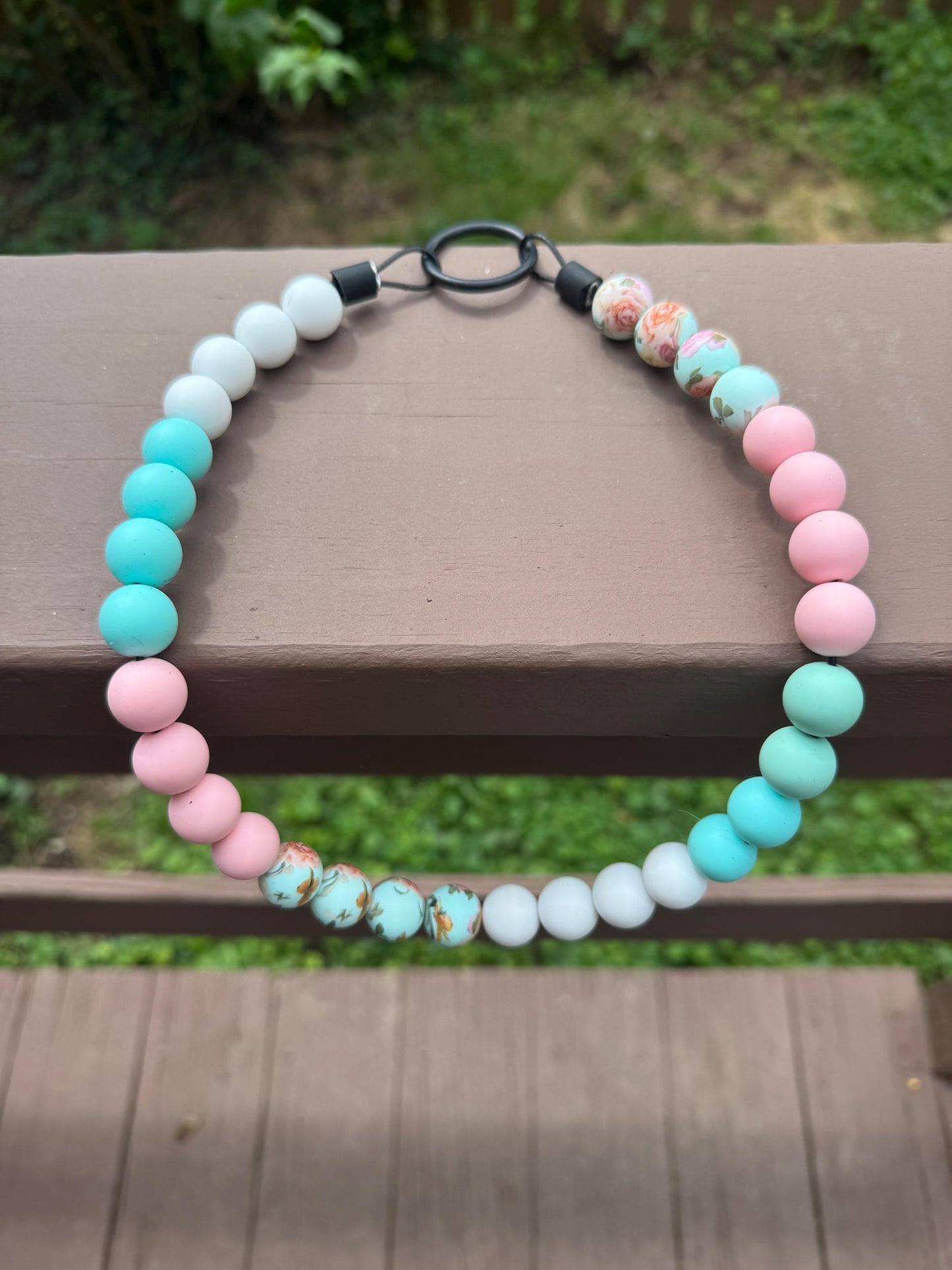 Pink mint BEADED DOG COLLAR | Custom Pet Collar | Pet Name Collar | Personalized Dog Or Cat Collar, Soft & Stylish Design,