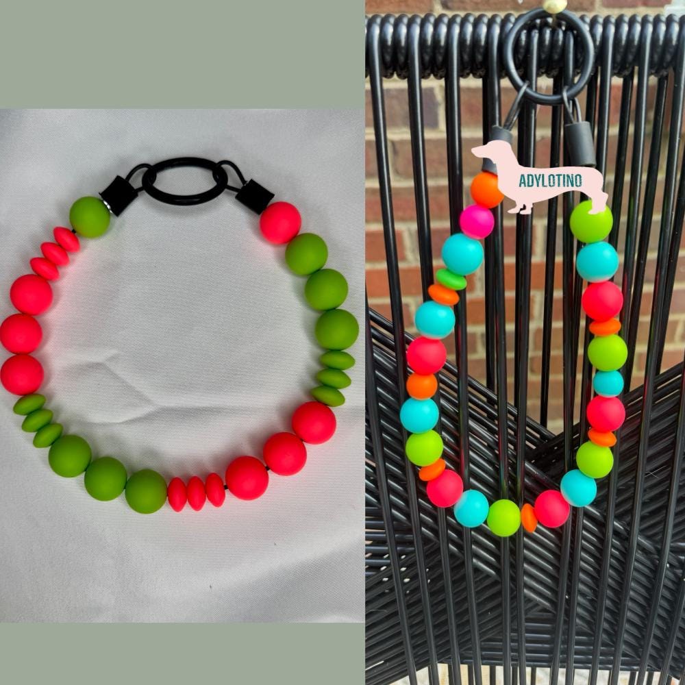 Neon BEADED DOG COLLAR | Custom Pet Collar | Pet Name Collar | Personalized Dog Or Cat Collar, Soft & Stylish Design, Adjustable Pet