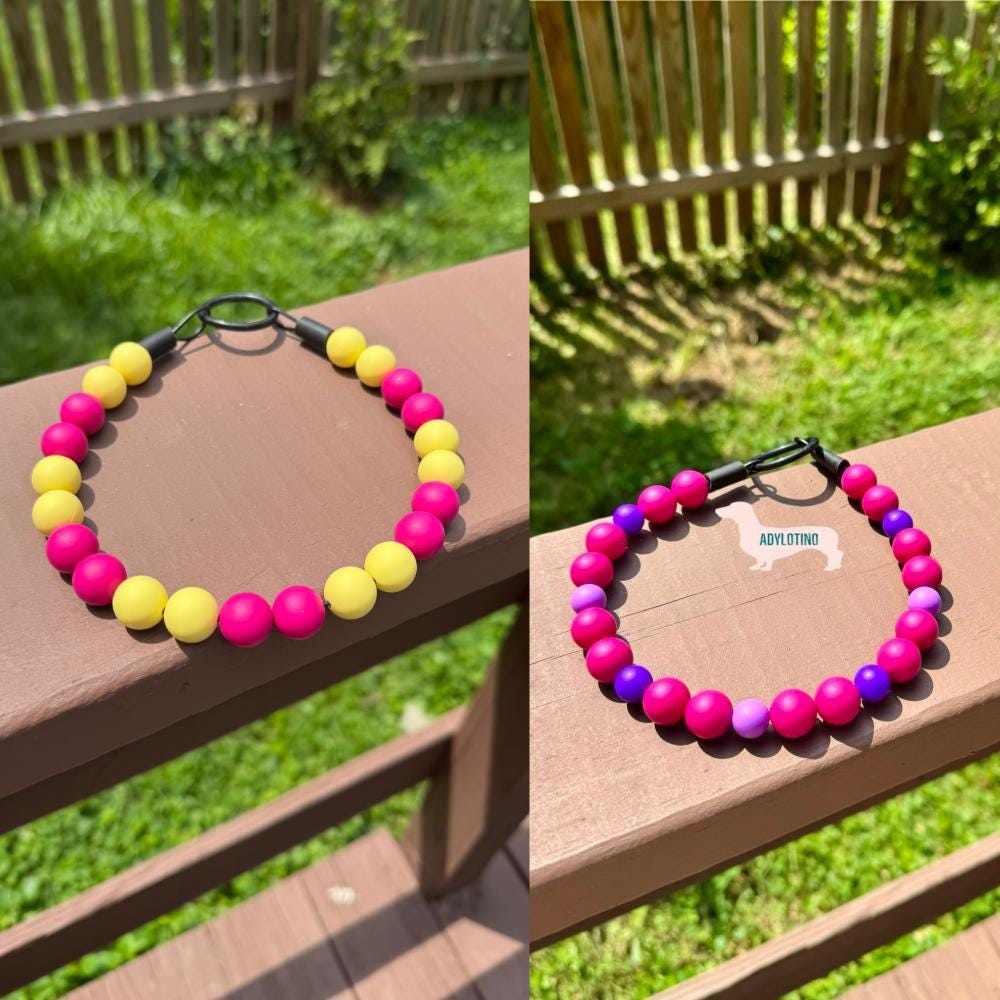 Lemonade BEADED DOG COLLAR | Custom Pet Collar | Pet Name Collar | Personalized Dog Or Cat Collar, Soft & Stylish Design, Adjustable Pet