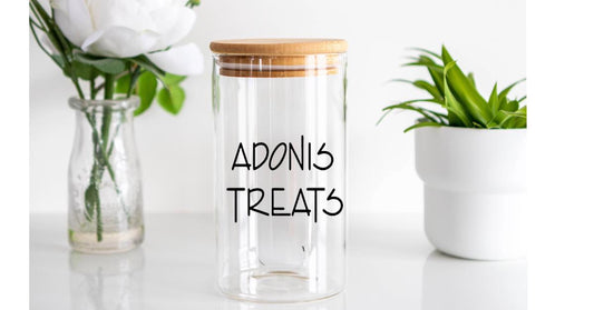 PERSONALIZED Glass Dog Treat Jar – Pet Storage Container – Perfect Pet Gifts