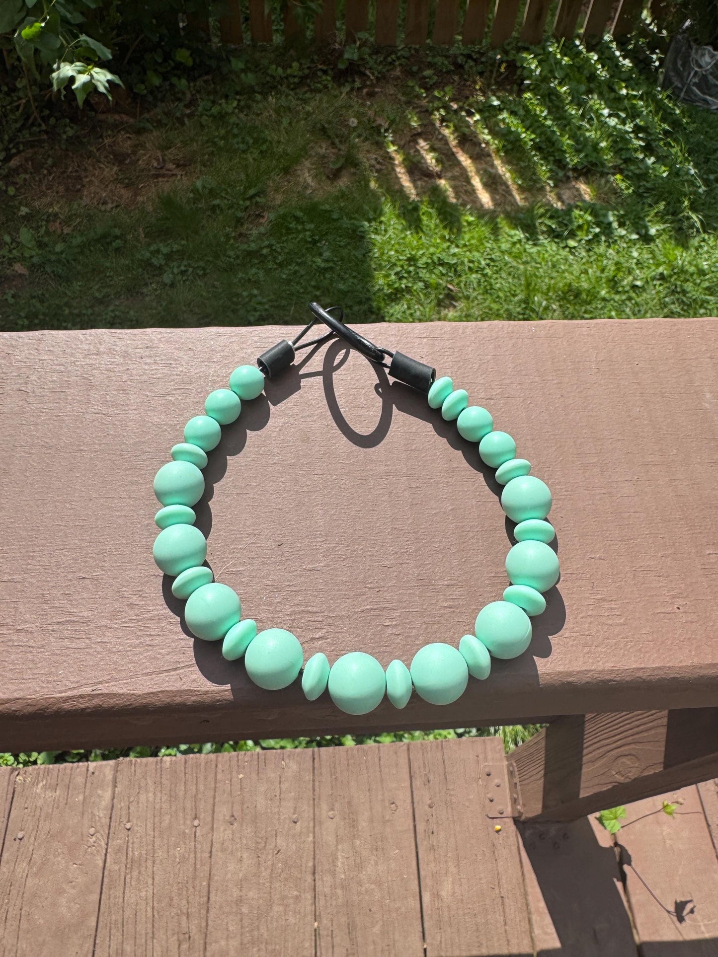 Seafoam BEADED DOG COLLAR | Custom Pet Collar | Pet Name Collar | Personalized Dog Or Cat Collar, Soft & Stylish Design, Adjustable Pet