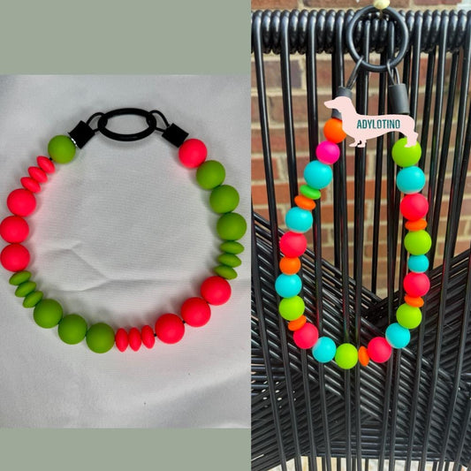 Neon BEADED DOG COLLAR | Custom Pet Collar | Pet Name Collar | Personalized Dog Or Cat Collar, Soft & Stylish Design, Adjustable Pet