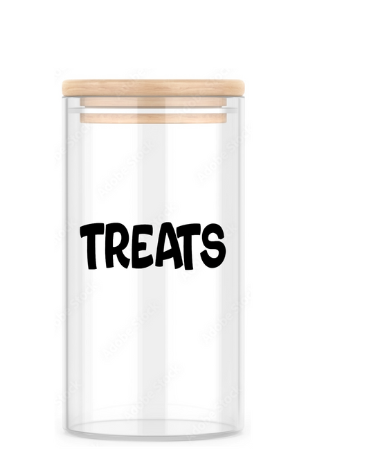 Airtight Glass Pet Treat Jar with Bamboo Lid – Stylish Dog & Cat Treat Storage Container